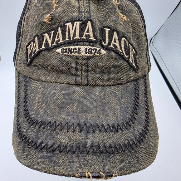 Panama Jack Mens One Size Gray Black Distressed Mesh Trucker Hat Adjustable - Picture 9 of 9